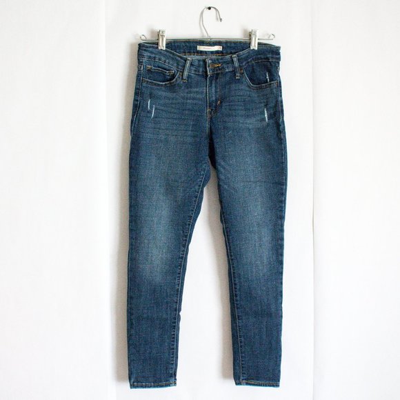 Levi's Denim - Levis 711 Skinny Distressed Dark Wash Size 28/28 Mid Rise Women's Jeans